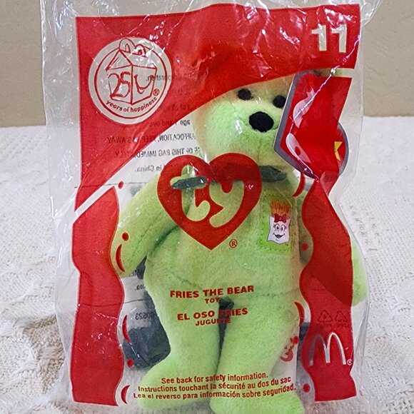 NIP - 2004 McDonald's TY Beanie Babies Happy Meal 25th FRIES THE BEAR #11 Plush - Picture 1 of 5